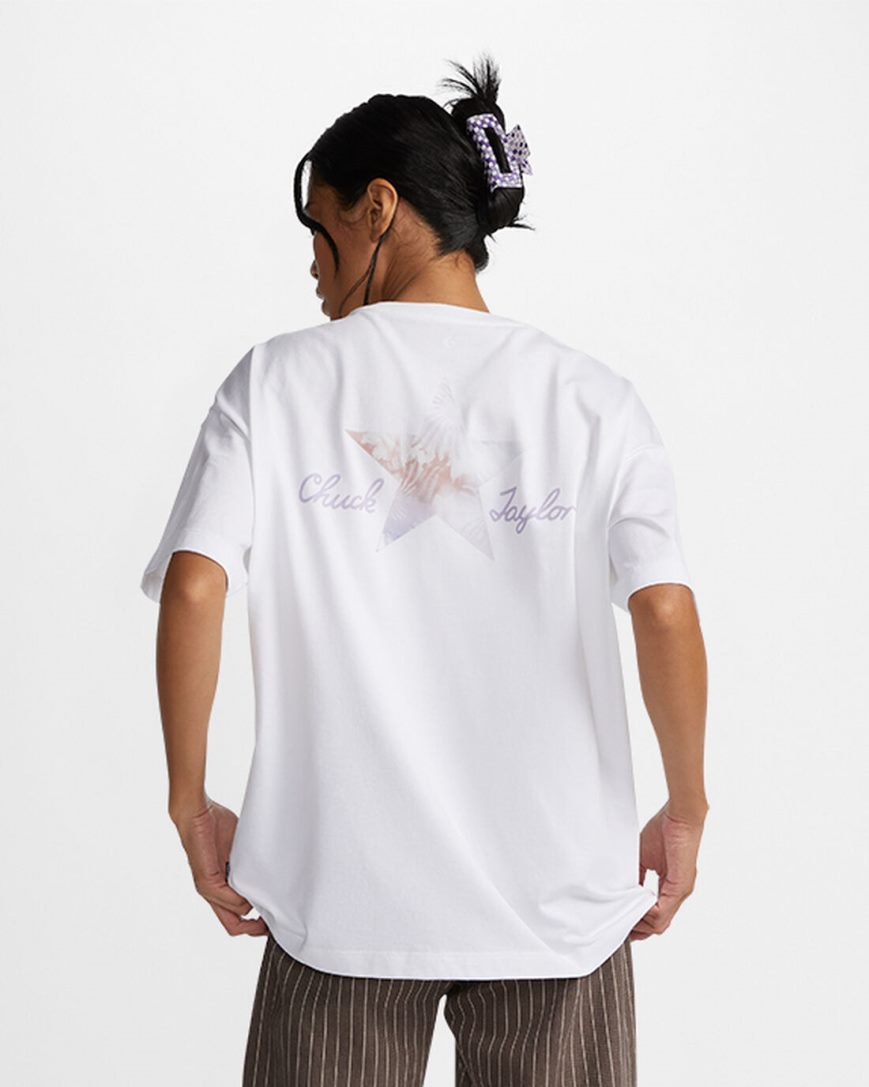 Women's Converse Floral Fill Chuck Taylor Oversized T-Shirts White | AU E4165F